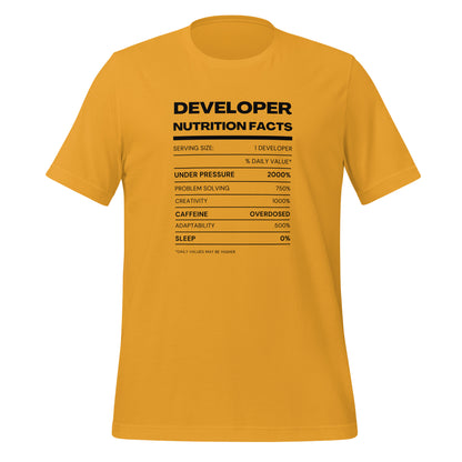 Funny Developer Nutrition Facts Tech Unisex T-Shirt