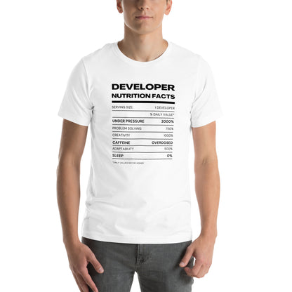 Funny Developer Nutrition Facts Tech Unisex T-Shirt